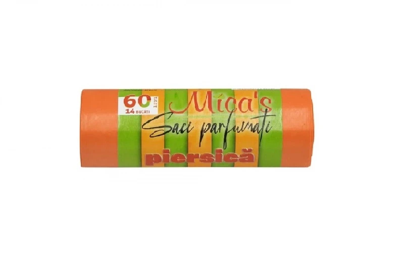 MICAS SACI MENAJ PIERSICA 60L/14BUC CU URECHI HD-LD PARFUMATI 